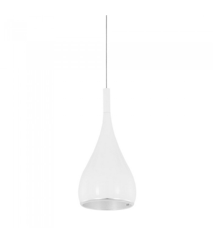 Modern Hanging Pendant Chrome, White 1 Light  with Metal Alloy Shade, E27 - 1
