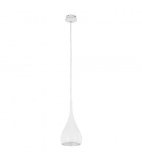Modern Hanging Pendant Chrome, White 1 Light  with Metal Alloy Shade, E27 - 2