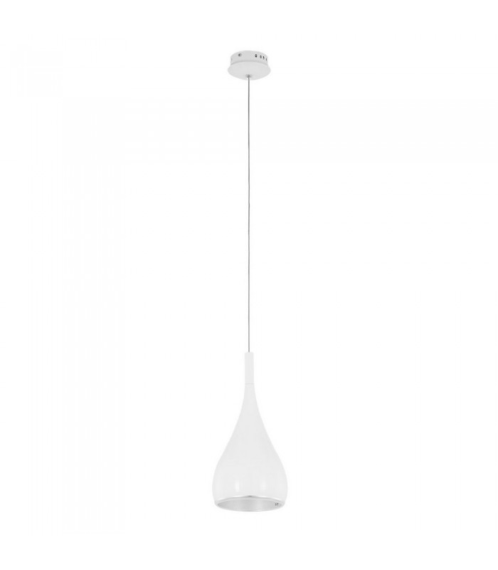 Modern Hanging Pendant Chrome, White 1 Light  with Metal Alloy Shade, E27 - 2