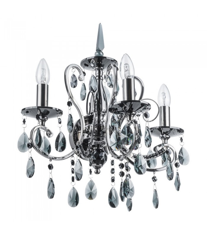 Classic Wall Lamp Black 3 Light  with Crystal Shade, E14 - 1