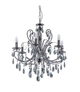 Classic Chandeliers Black 6 Light  with Crystal Shade, E14 - 1