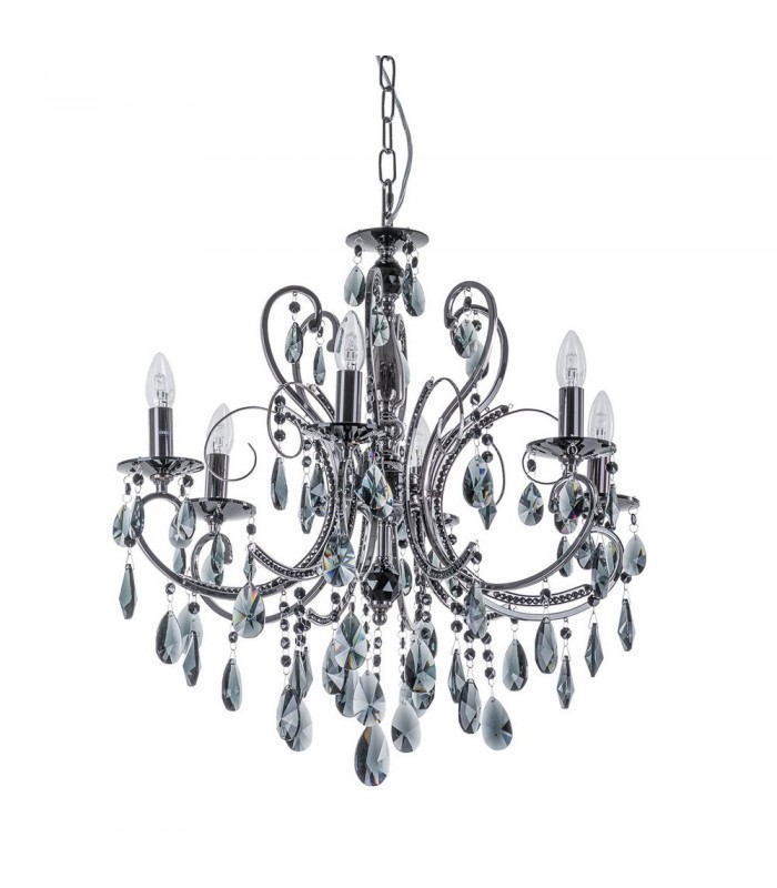 Classic Chandeliers Black 6 Light  with Crystal Shade, E14 - 1