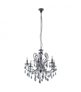 Classic Chandeliers Black 6 Light  with Crystal Shade, E14 - 2