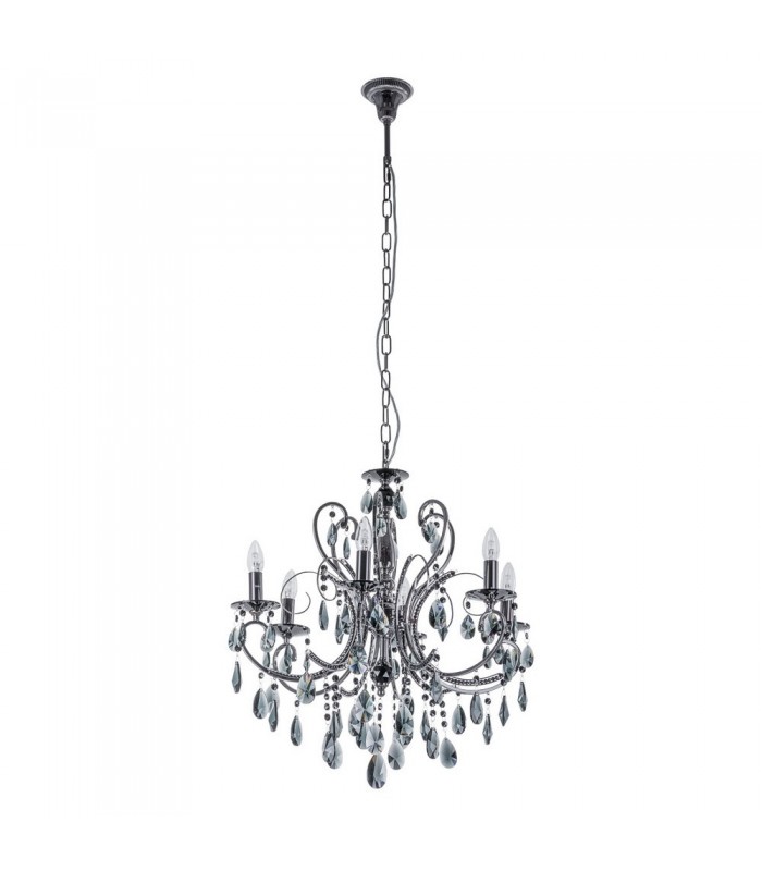 Classic Chandeliers Black 6 Light  with Crystal Shade, E14 - 2