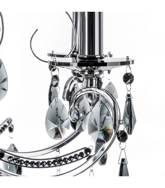 Classic Chandeliers Black 6 Light  with Crystal Shade, E14 - 4
