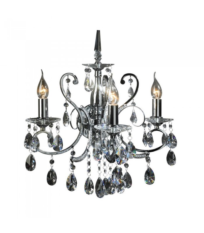 Classic Wall Lamp Chrome 3 Light  with Crystal Shade, E14 - 1