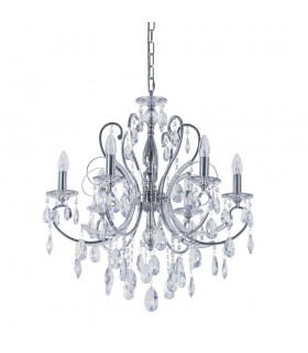 Classic Chandeliers Chrome 6 Light  with Crystal Shade, E14 - 1