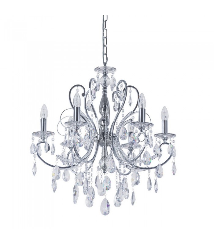 Classic Chandeliers Chrome 6 Light  with Crystal Shade, E14 - 1