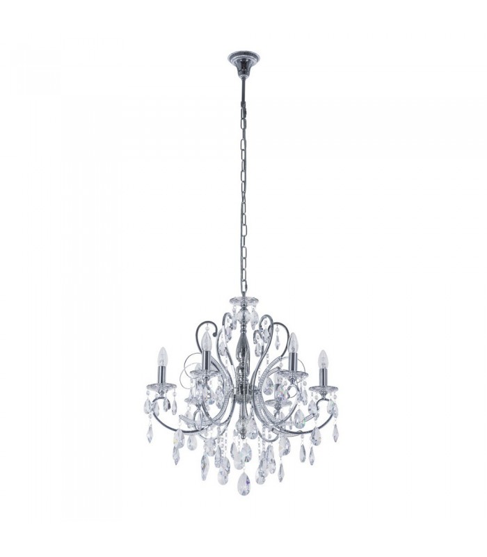 Classic Chandeliers Chrome 6 Light  with Crystal Shade, E14 - 2
