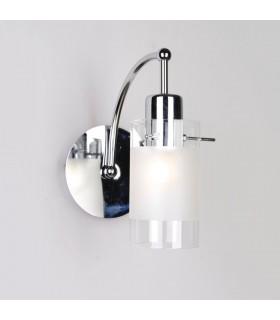Modern Wall Lamp Chrome 1 Light  with White, Clear Shade, E27 - 1