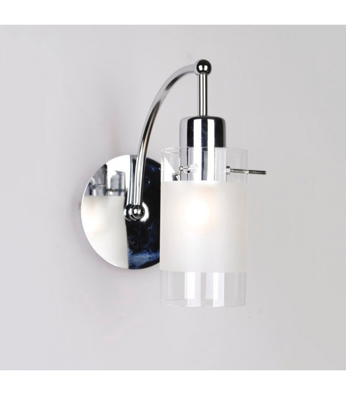 Modern Wall Lamp Chrome 1 Light  with White, Clear Shade, E27 - 1