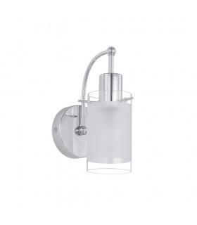 Modern Wall Lamp Chrome 1 Light  with White, Clear Shade, E27 - 2