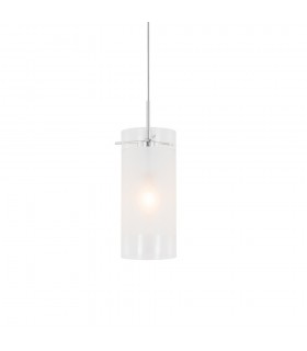 Modern Hanging Pendant Chrome 1 Light  with White, Clear Shade, E27 - 1