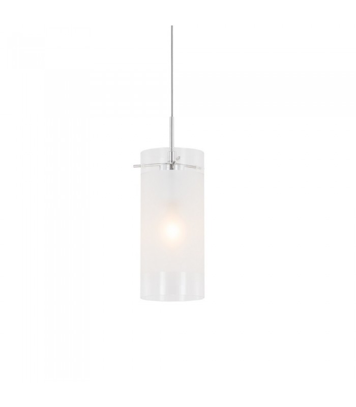Modern Hanging Pendant Chrome 1 Light  with White, Clear Shade, E27 - 1
