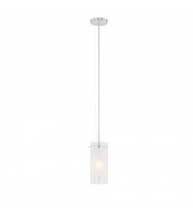 Modern Hanging Pendant Chrome 1 Light  with White, Clear Shade, E27 - 2
