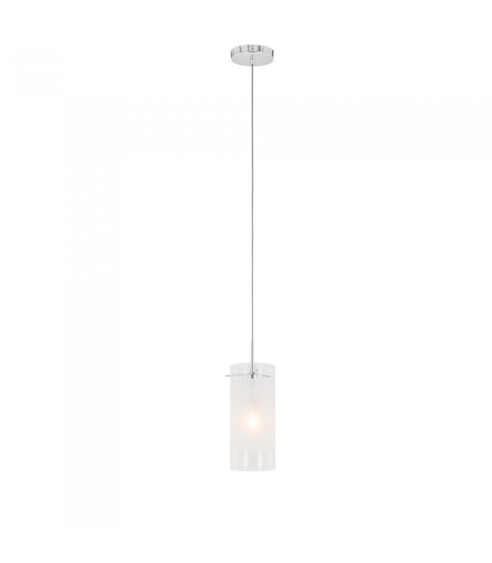 Modern Hanging Pendant Chrome 1 Light  with White, Clear Shade, E27 - 2
