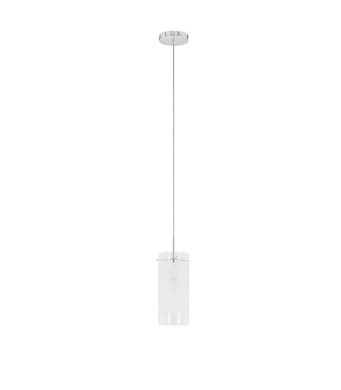 Modern Hanging Pendant Chrome 1 Light  with White, Clear Shade, E27 - 3