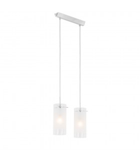 Modern Hanging Pendant Chrome 2 Light  with White, Clear Shade, E27 - 2