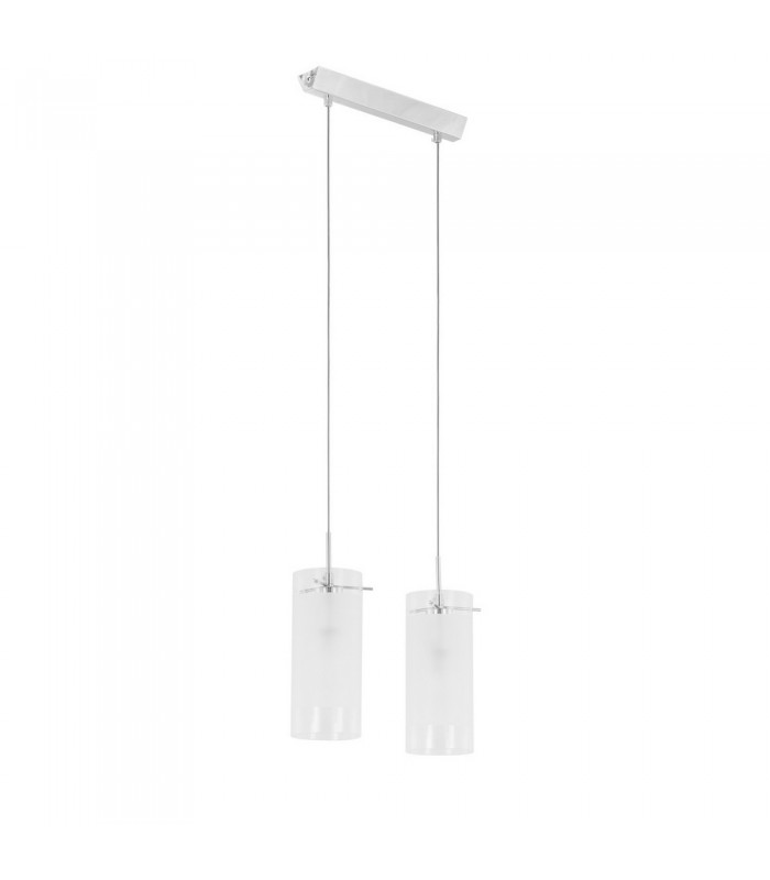 Modern Hanging Pendant Chrome 2 Light  with White, Clear Shade, E27 - 3