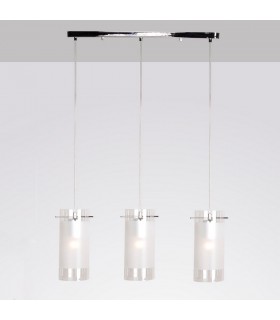 Modern Hanging Pendant Chrome 3 Light  with White, Clear Shade, E27 - 1