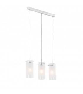 Modern Hanging Pendant Chrome 3 Light  with White, Clear Shade, E27 - 2