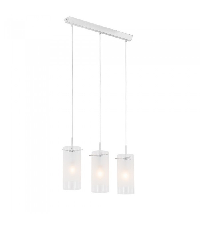 Modern Hanging Pendant Chrome 3 Light  with White, Clear Shade, E27 - 2