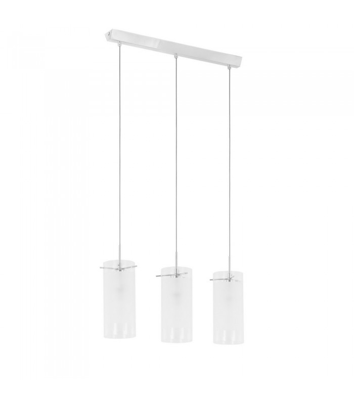 Modern Hanging Pendant Chrome 3 Light  with White, Clear Shade, E27 - 3