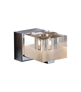 Modern Wall Lamp Chrome 1 Light  with Glass, White Stripe Shade G4 - 1