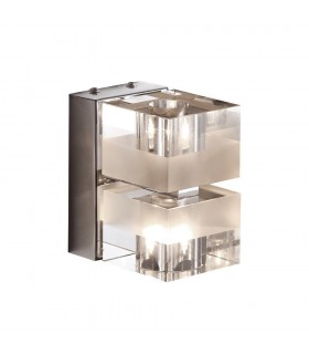 Modern Wall Lamp Chrome 2 Light  with Glass, White Stripe Shade G4 - 1