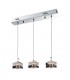 Modern Hanging Pendant Chrome 3 Light  with Glass, White Stripe Shade G4 - 1
