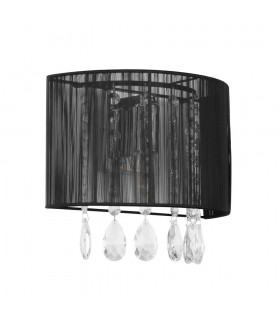 Wall Lamp Black 1 Light  with Black Fabric Shade, E14 - 2