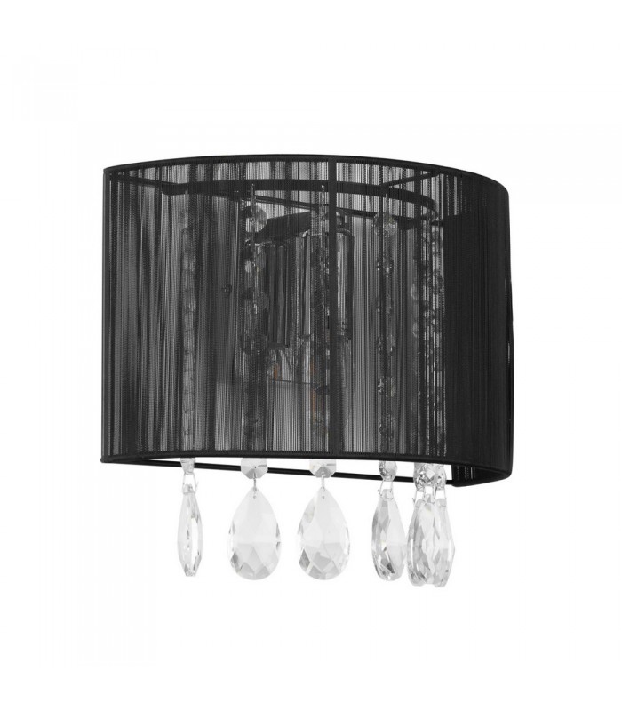 Wall Lamp Black 1 Light  with Black Fabric Shade, E14 - 2