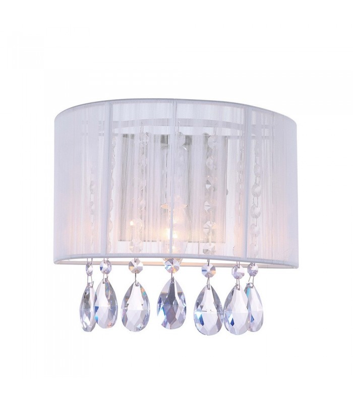 Wall Lamp White 1 Light  with White Cloth Shade, E14 - 1