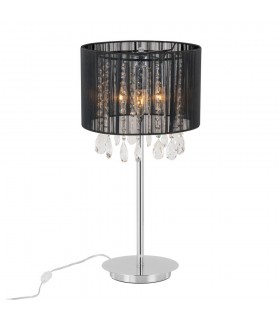 Table Lamp Black 3 Light  with Black Fabric Shade, E14 - 1