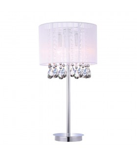 Table Lamp White 3 Light  with White Cloth Shade, E14 - 1