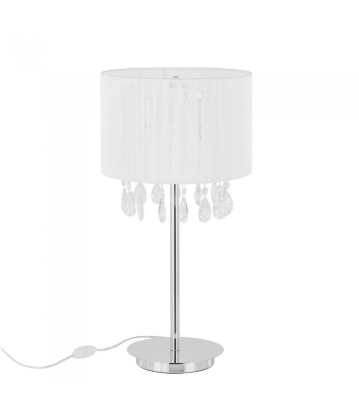Table Lamp White 3 Light  with White Cloth Shade, E14 - 2