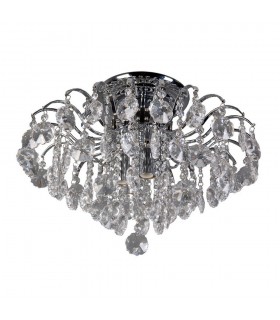 Classic Flush Ceiling Light Chrome 4 Light  with Crystal Shade, E14 - 1