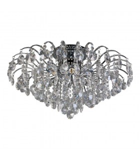 Classic Flush Ceiling Light Chrome 6 Light  with Crystal Shade, E14 - 1