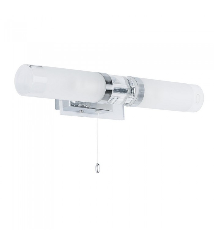 Modern Bathroom Lamp Chrome 2 Light  with Mixed, Clear, Milky Shade, E14 IP44 - 1