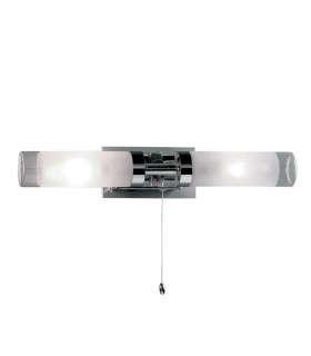 Modern Bathroom Lamp Chrome 2 Light  with Mixed, Clear, Milky Shade, E14 IP44 - 1