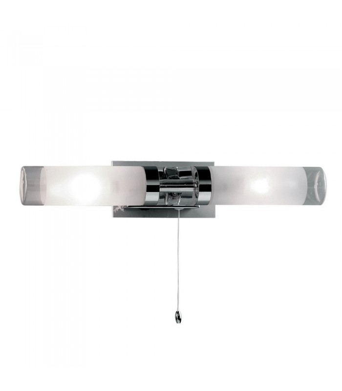 Modern Bathroom Lamp Chrome 2 Light  with Mixed, Clear, Milky Shade, E14 IP44 - 1