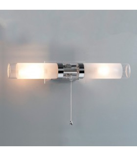Modern Bathroom Lamp Chrome 2 Light  with Mixed, Clear, Milky Shade, E14 IP44 - 2