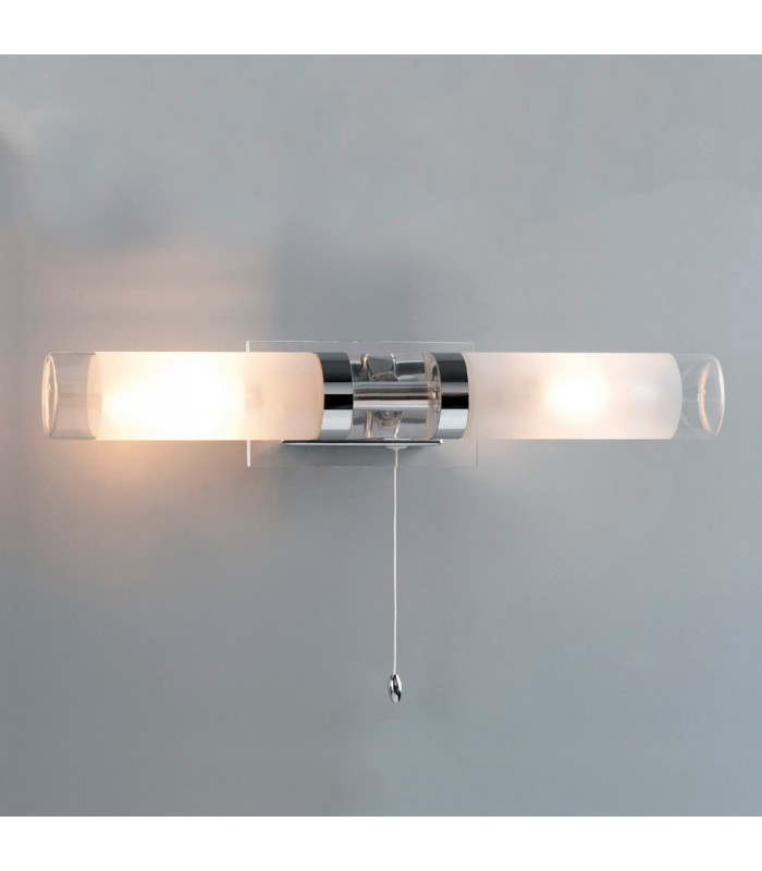 Modern Bathroom Lamp Chrome 2 Light  with Mixed, Clear, Milky Shade, E14 IP44 - 2