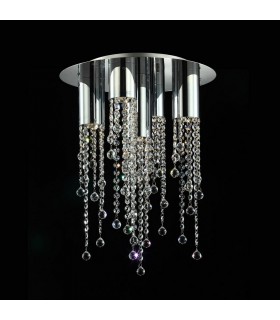 Classic Flush Ceiling Light Chrome 5 Light  with Crystal Shade, GU10 - 1