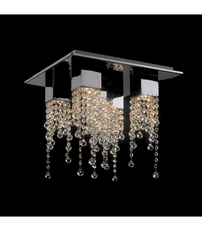 Classic Flush Ceiling Light Chrome 5 Light  with Crystal Shade, GU10 - 1