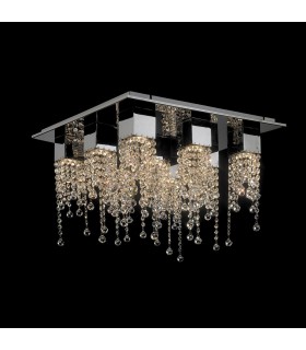 Classic Flush Ceiling Light Chrome 9 Light  with Crystal Shade, GU10 - 1