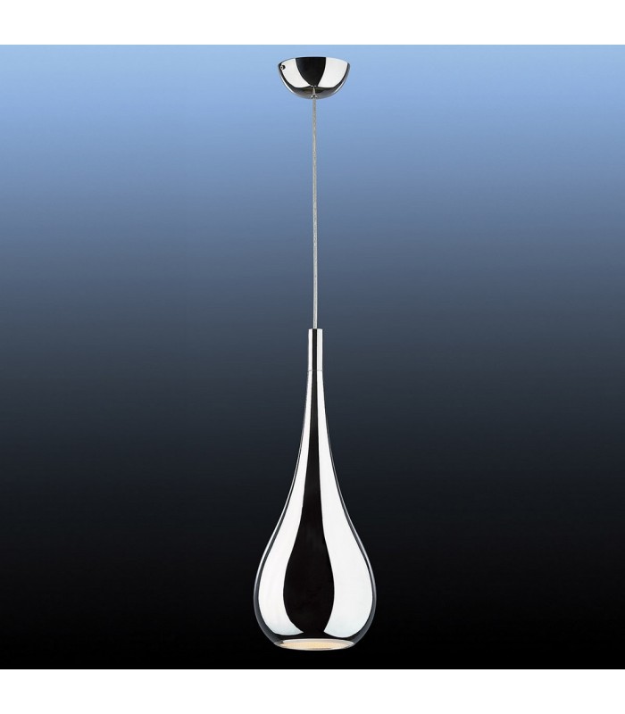 Modern Hanging Pendant Chrome 1 Light  with Metal Alloy Shade, E27 - 1