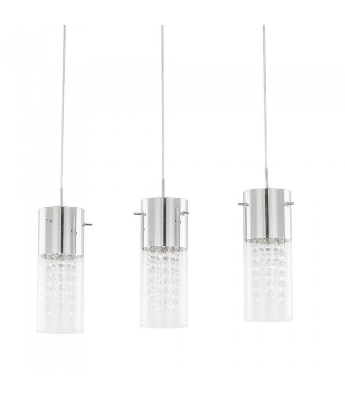 Hanging Pendant Chrome 3 Light  with Clear Shade, E14 - 1