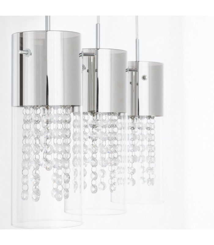 Hanging Pendant Chrome 3 Light  with Clear Shade, E14 - 3