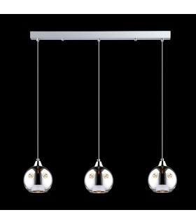 Hanging Pendant Chrome 3 Light  with Glass Shade, E14 - 1
